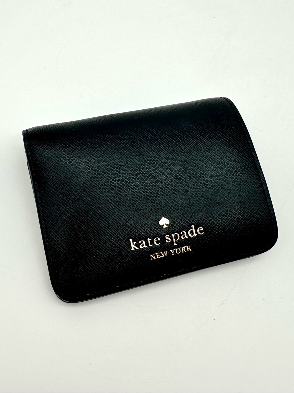Kate Spade New York Black Saffiano Bifold Wallet Snap Closure